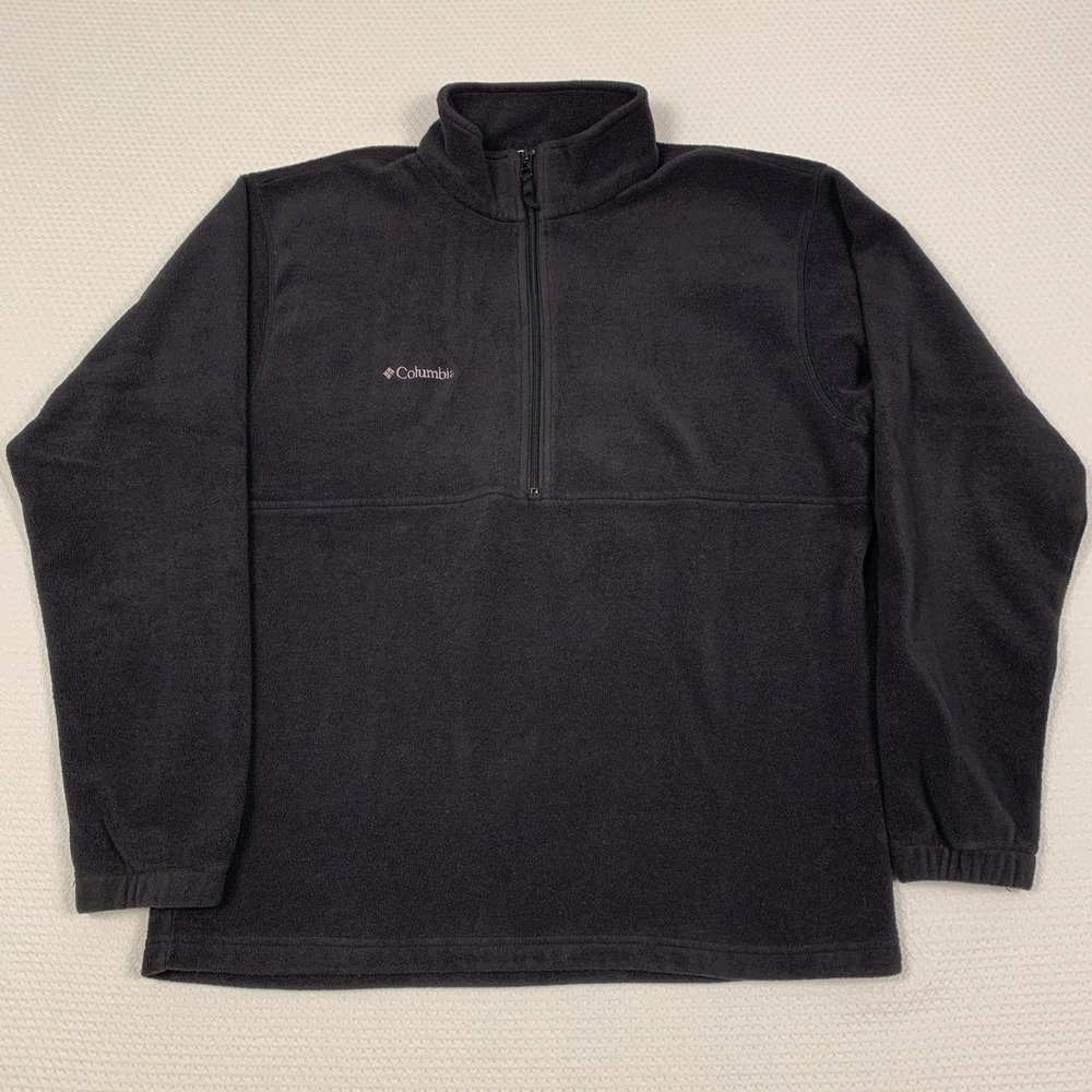 Columbia Black Fleece Pullover Jacket Mens Large L Half Zip Outdoor Hike 0694